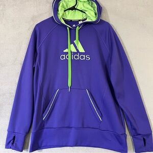 Adidas Womens Pullover Hoodie Climawarm Purple Size XL Kangaroo Pocket Logo